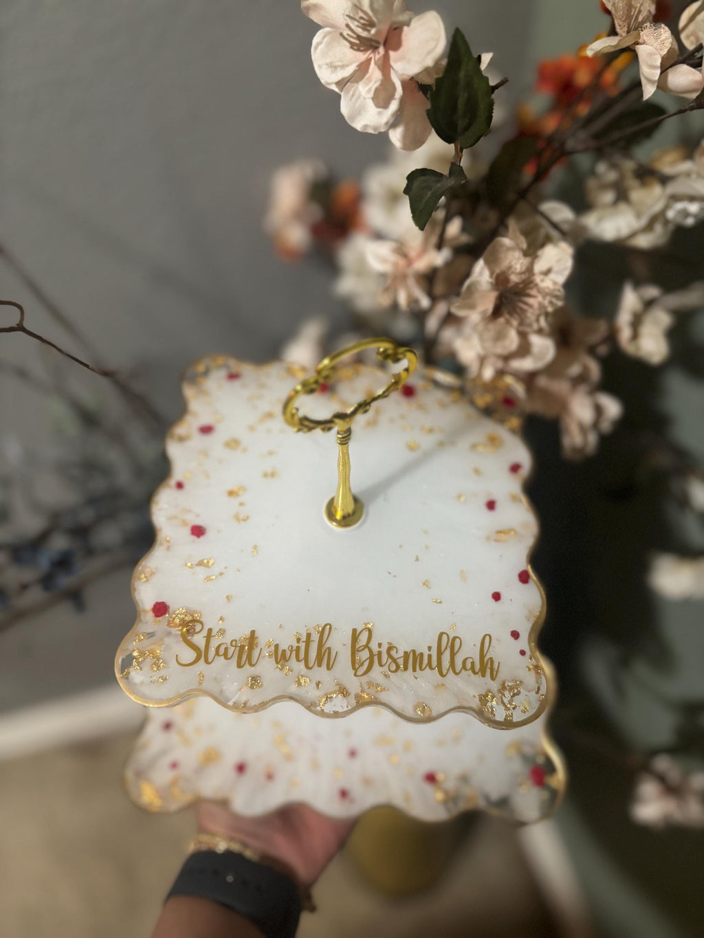 Handmade Resin Tiered Tray – 2-Tier/ 3-Tier Dessert Stand for Cakes, Sweets & Decor