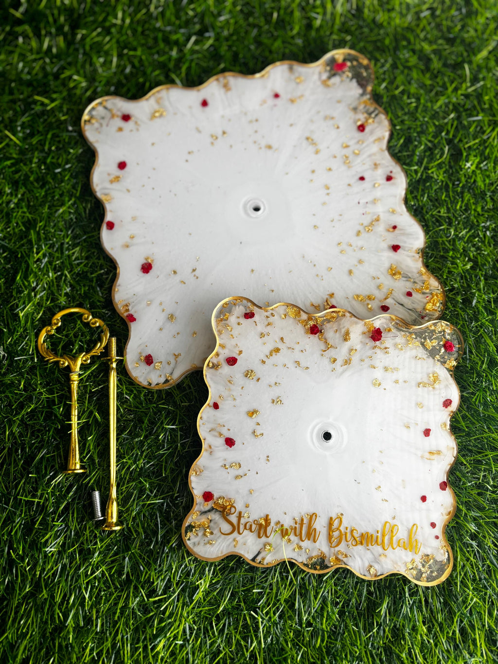 Handmade Resin Tiered Tray – 2-Tier/ 3-Tier Dessert Stand for Cakes, Sweets & Decor