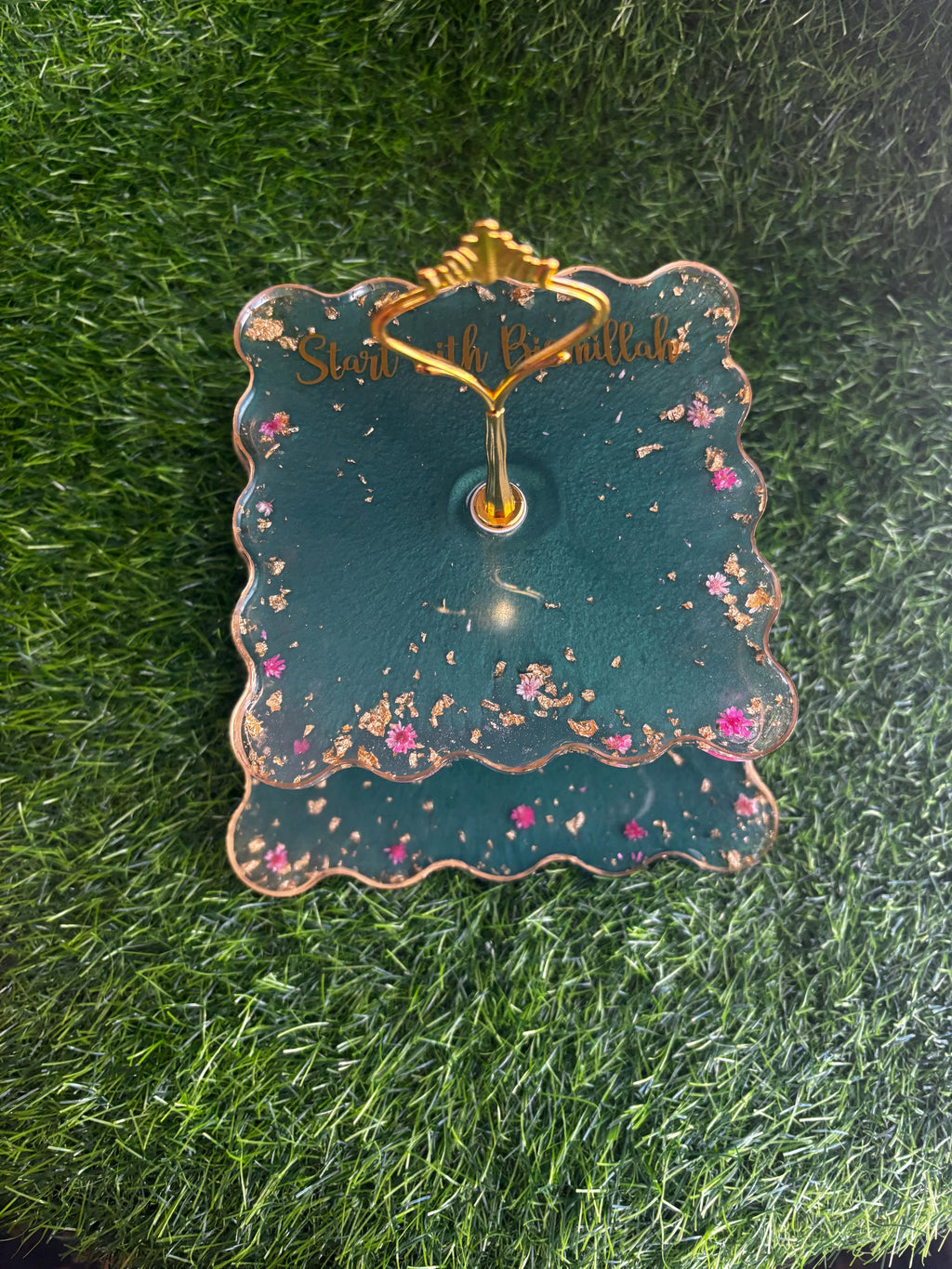 Handmade Resin Tiered Tray – 2-Tier/ 3-Tier Dessert Stand for Cakes, Sweets & Decor