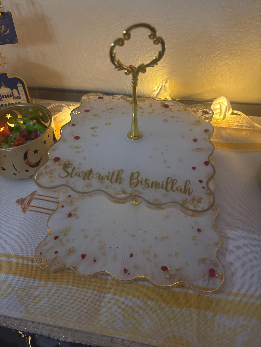 Handmade Resin Tiered Tray – 2-Tier/ 3-Tier Dessert Stand for Cakes, Sweets & Decor