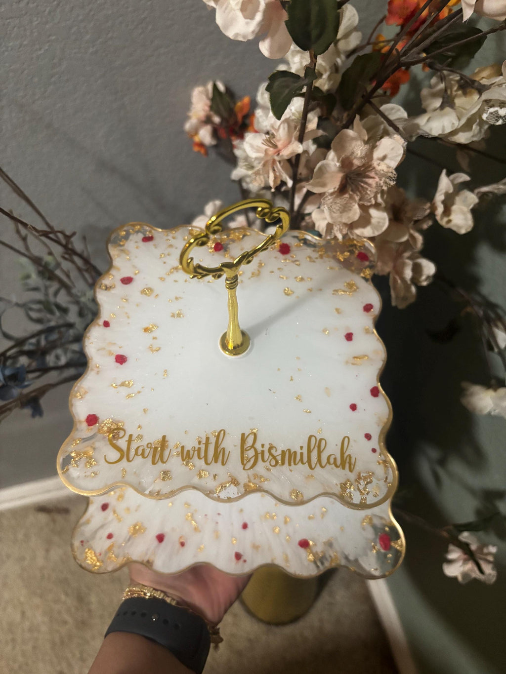 Handmade Resin Tiered Tray – 2-Tier/ 3-Tier Dessert Stand for Cakes, Sweets & Decor