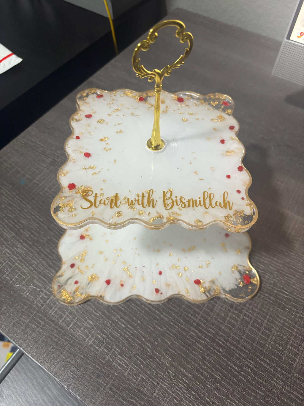 Handmade Resin Tiered Tray – 2-Tier/ 3-Tier Dessert Stand for Cakes, Sweets & Decor