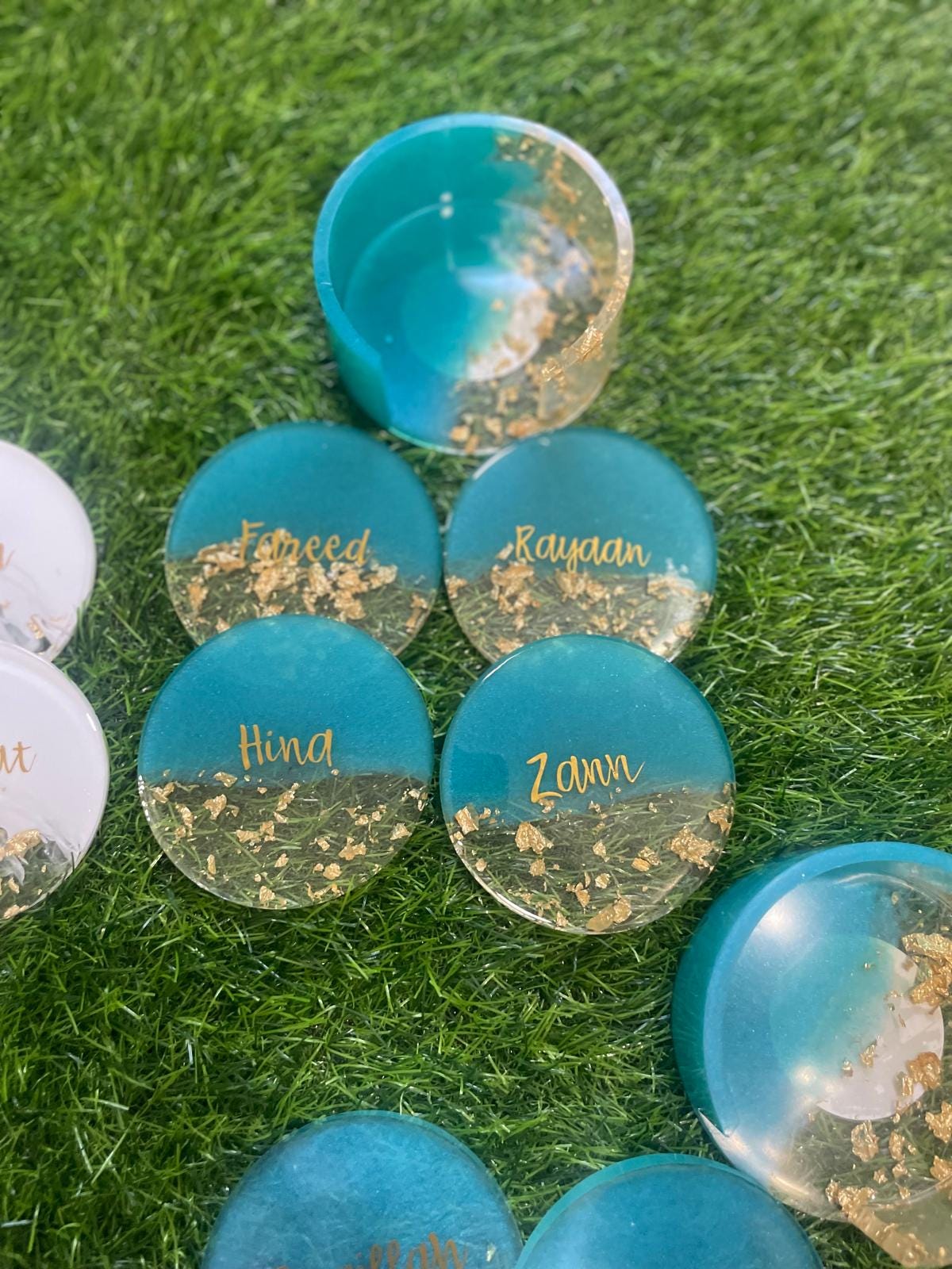 Elegant Personalized Resin Coasters – Customizable with Names & Designs