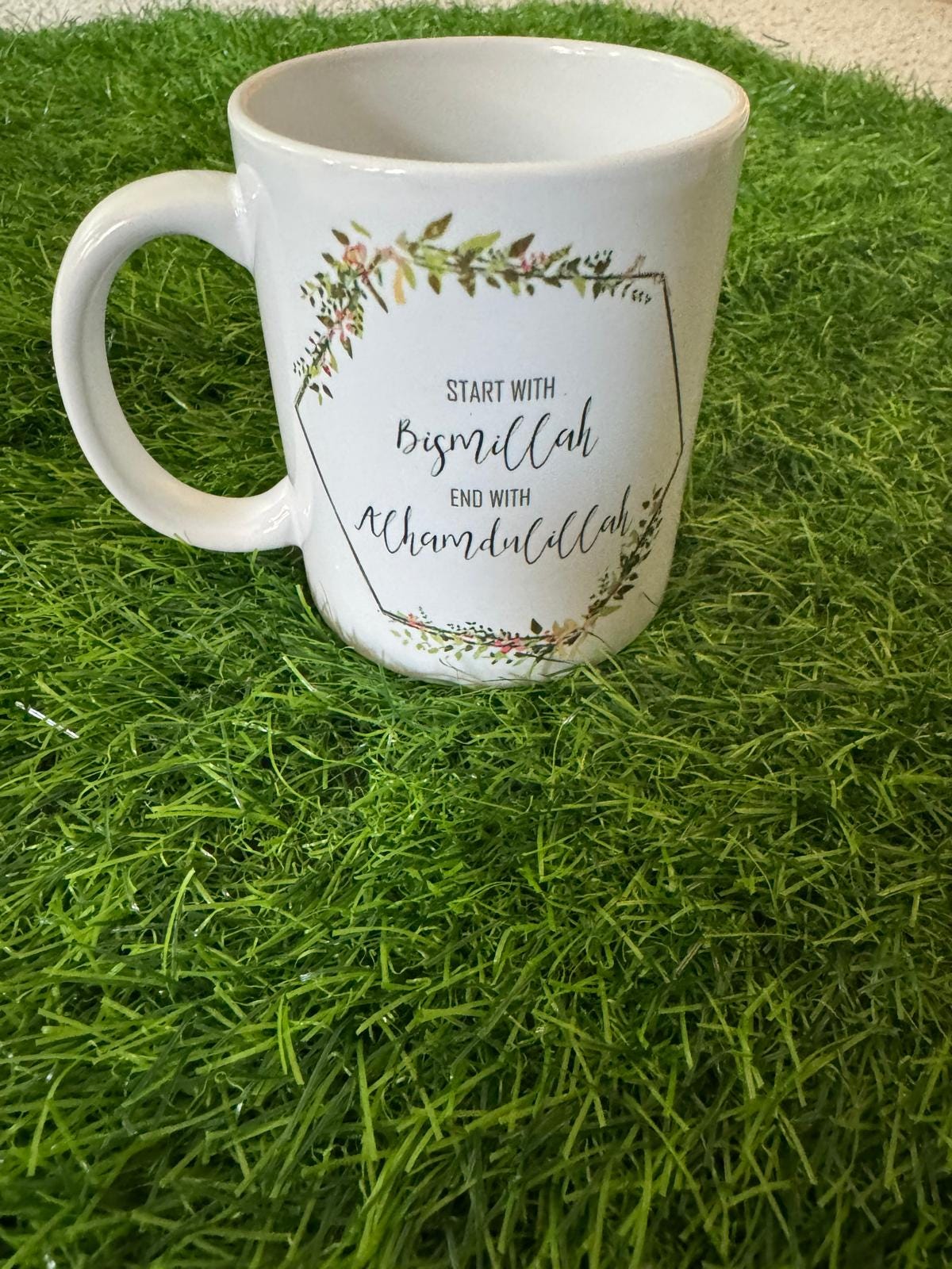 Eid Mubarak Coffee Mug: Custom Ceramic Mug, Floral Design